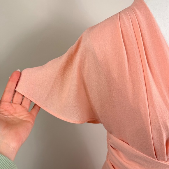 Gal Meets Glam Jane Tie Waist Midi Dress in Peach Pockets Size 2 NWT - Picture 8 of 16